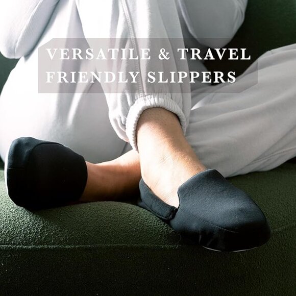 No Box Isotoner Women's Slip On Spandex Velour Moccasin Black L (8-9) $40 1C440 - Picture 3 of 5